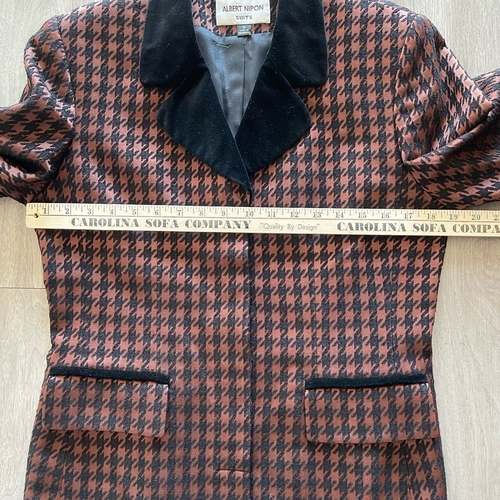 Albert Nipon Suit Vintage 2 Piece Skirt Set Wool Blend brown and black women’s 8 - Picture 9 of 16